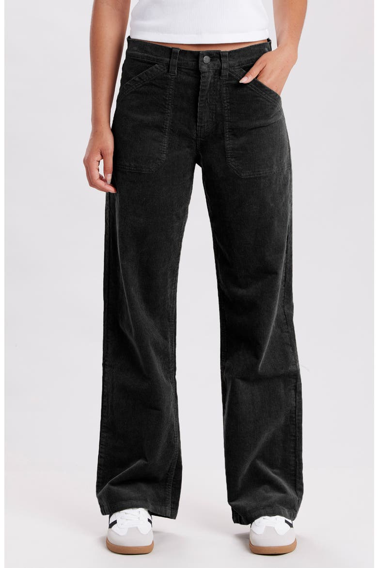 Marcie High Waist Wide Leg Corduroy Pants, Main, color, BLACK