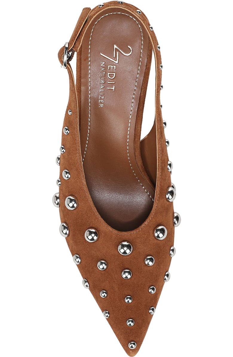27 EDIT Naturalizer Elaine Stud Slingback Pointed Toe Pump, Alternate, color, Dark Chestnut Brown