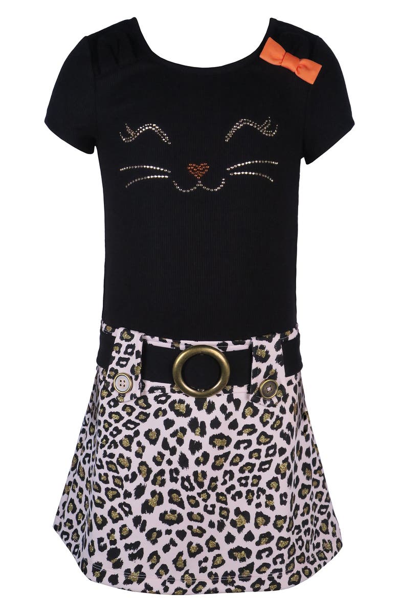 Zunie Kids' Marsha Cat Halloween Dress with Headband, Alternate, color, Black/ Tan