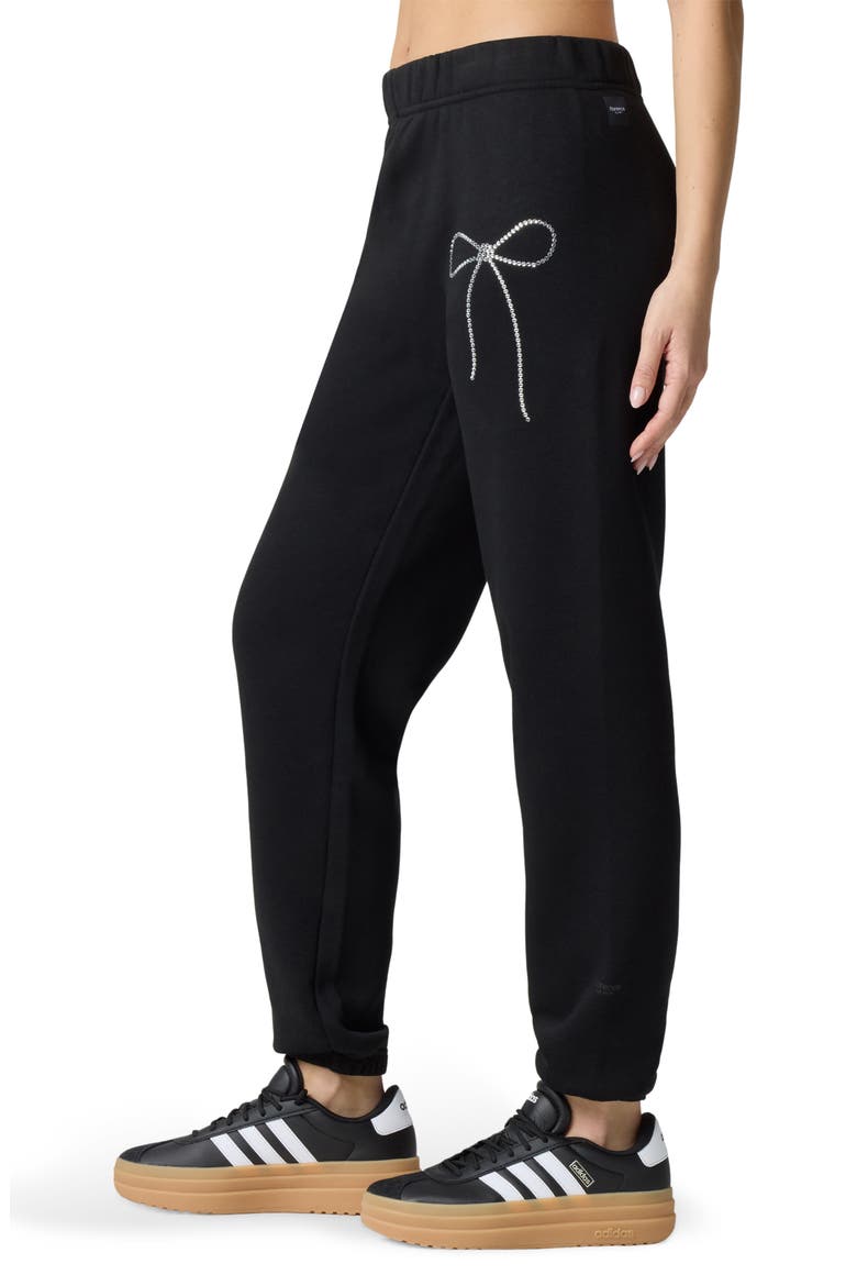 Crystal Bow Detail Joggers, Alternate, color, BLACK