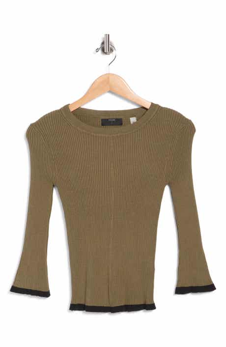 Piping Trim Ribbed Crewneck Sweater