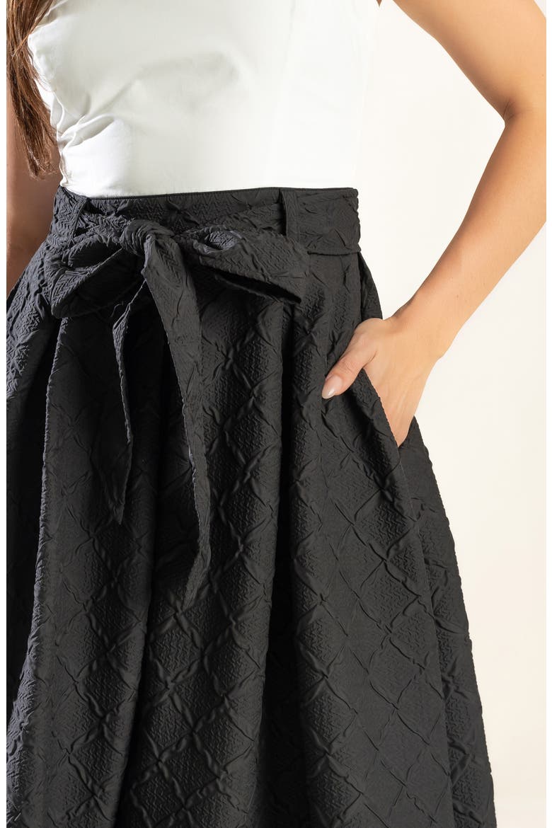 Jacquard Skirt A-Line Dress, Alternate, color, WHITE BLACK