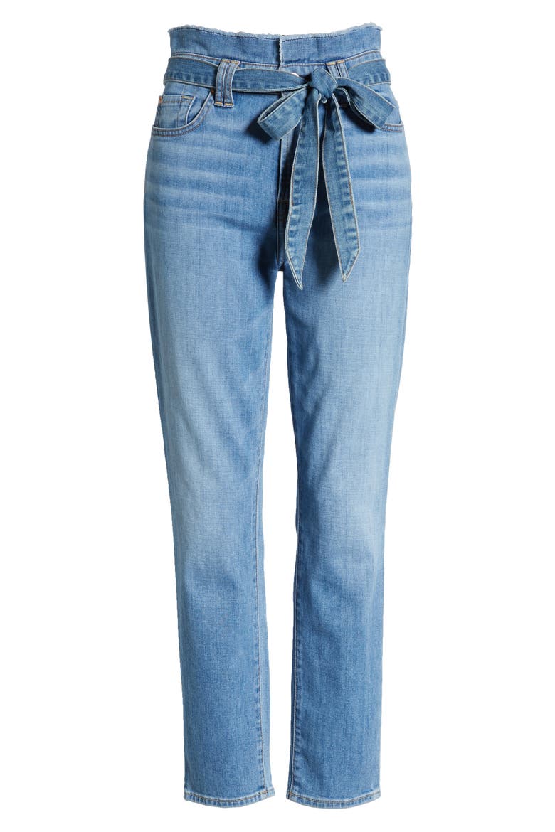 7 For All Mankind® Paperbag Waist Jeans, Alternate, color, BRIGHT BLUE JAY