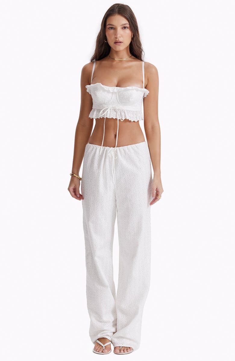 HOUSE OF CB Federica Ruffle Embroidered Underwire Crop Top, Alternate, color, White