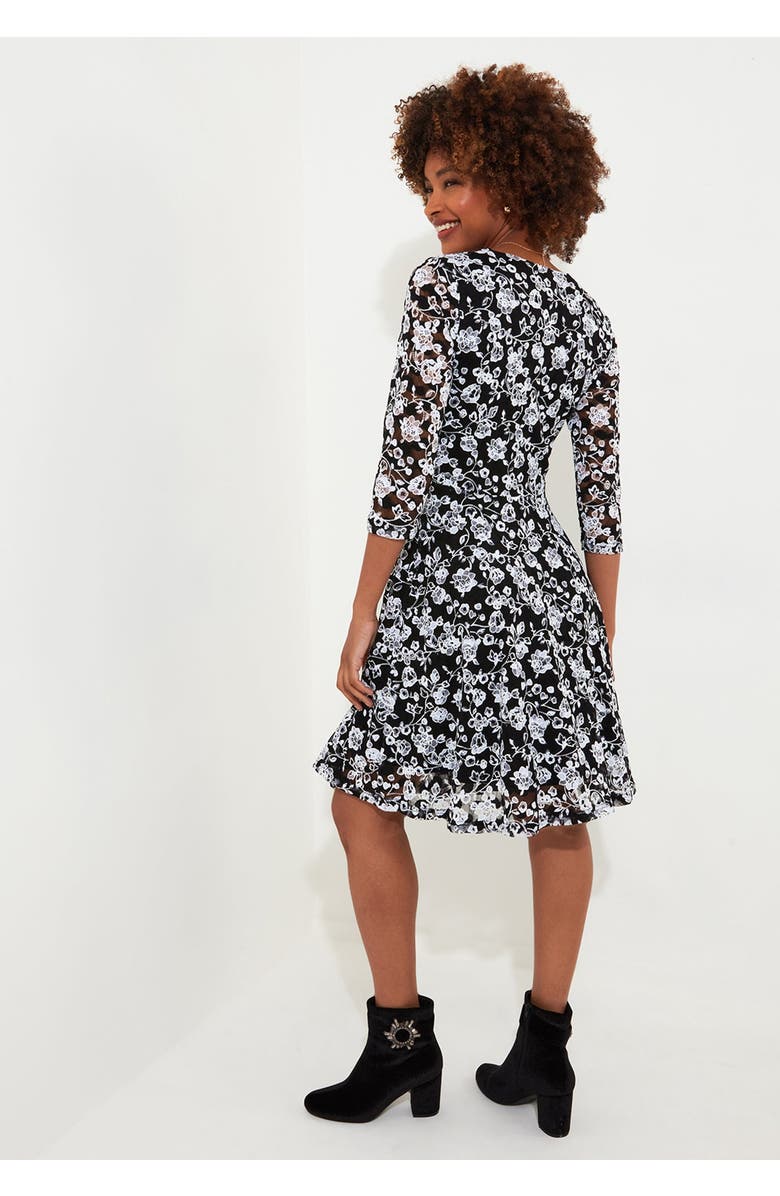 Joe Browns Lace Zip V-Neck Midi Dress, Alternate, color, White Scroll Lace