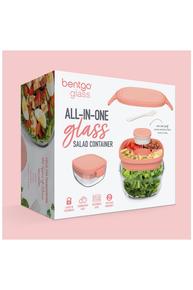 All-in-One Glass Salad Container, Alternate, color, CORAL