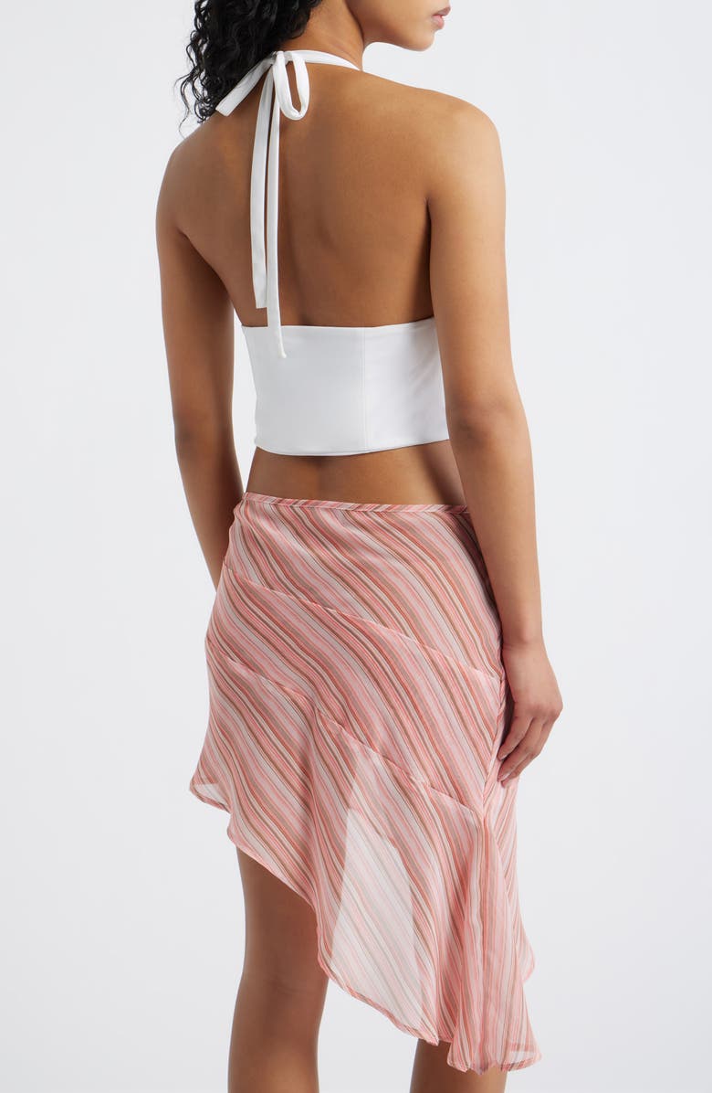 Bella Venice The Coco Plunge Neck Halter Crop Top, Alternate, color, White