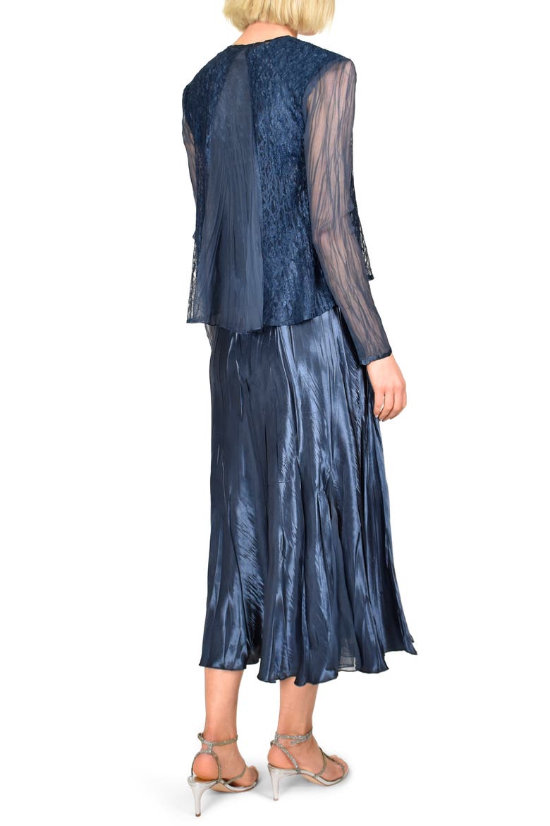 Charmeuse Midi Dress with Jacket, Alternate, color, ECLIPSE