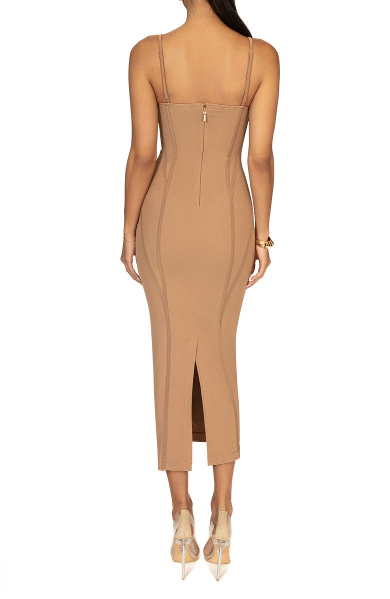 JLUXLABEL Escape Corset Mesh Midi Dress, Alternate, color, 