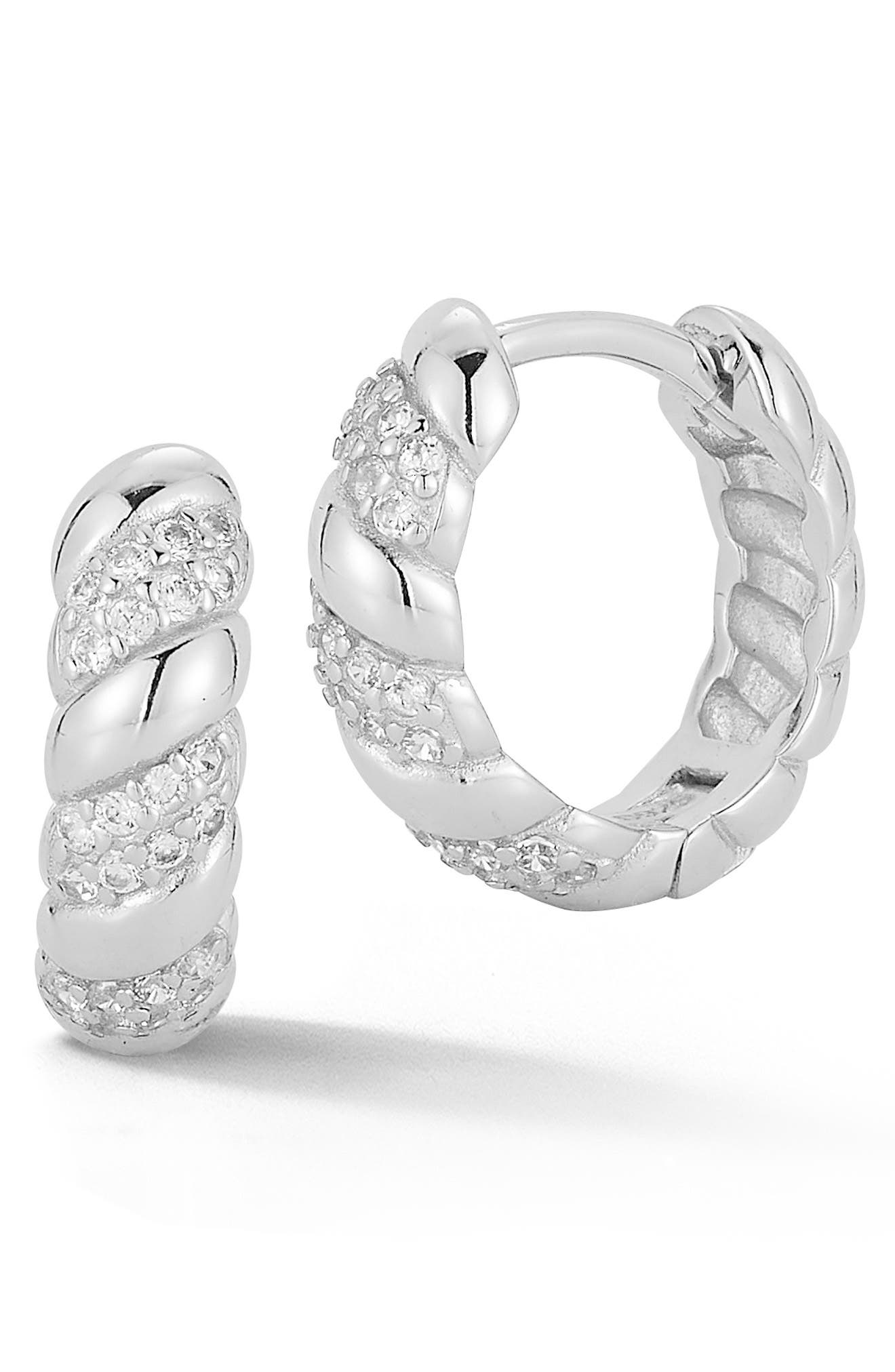 GLAZE JEWELRY Twist Cubic Zirconia Small Hoop Earrings