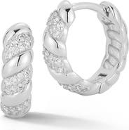 GLAZE JEWELRY Twist Cubic Zirconia Small Hoop Earrings