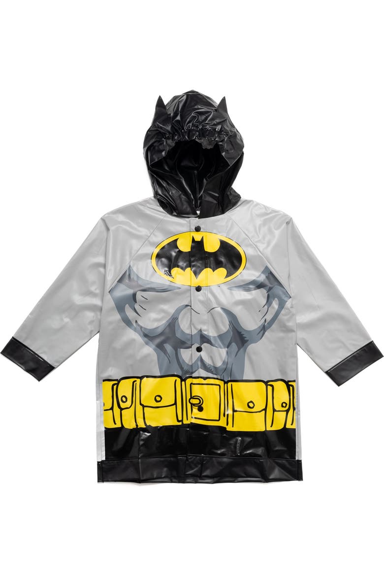 Justice League Batman 3-Piece Rain Jacket and Umbrella Set, Alternate, color, Batman Black Grey