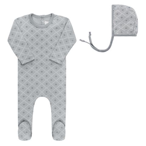 Aurora Classics Diamond Print Collection - Footie + Bonnet