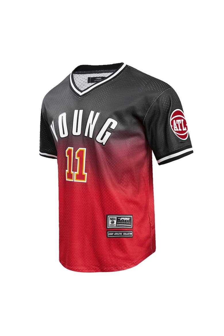 Men's Post Trae Young Black/Red Atlanta Hawks Ombre Name & Number T-Shirt, Alternate, color, Black