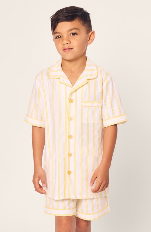 Petite Plume Kids' Stripe Two-piece Short Pajamas In Yellow
