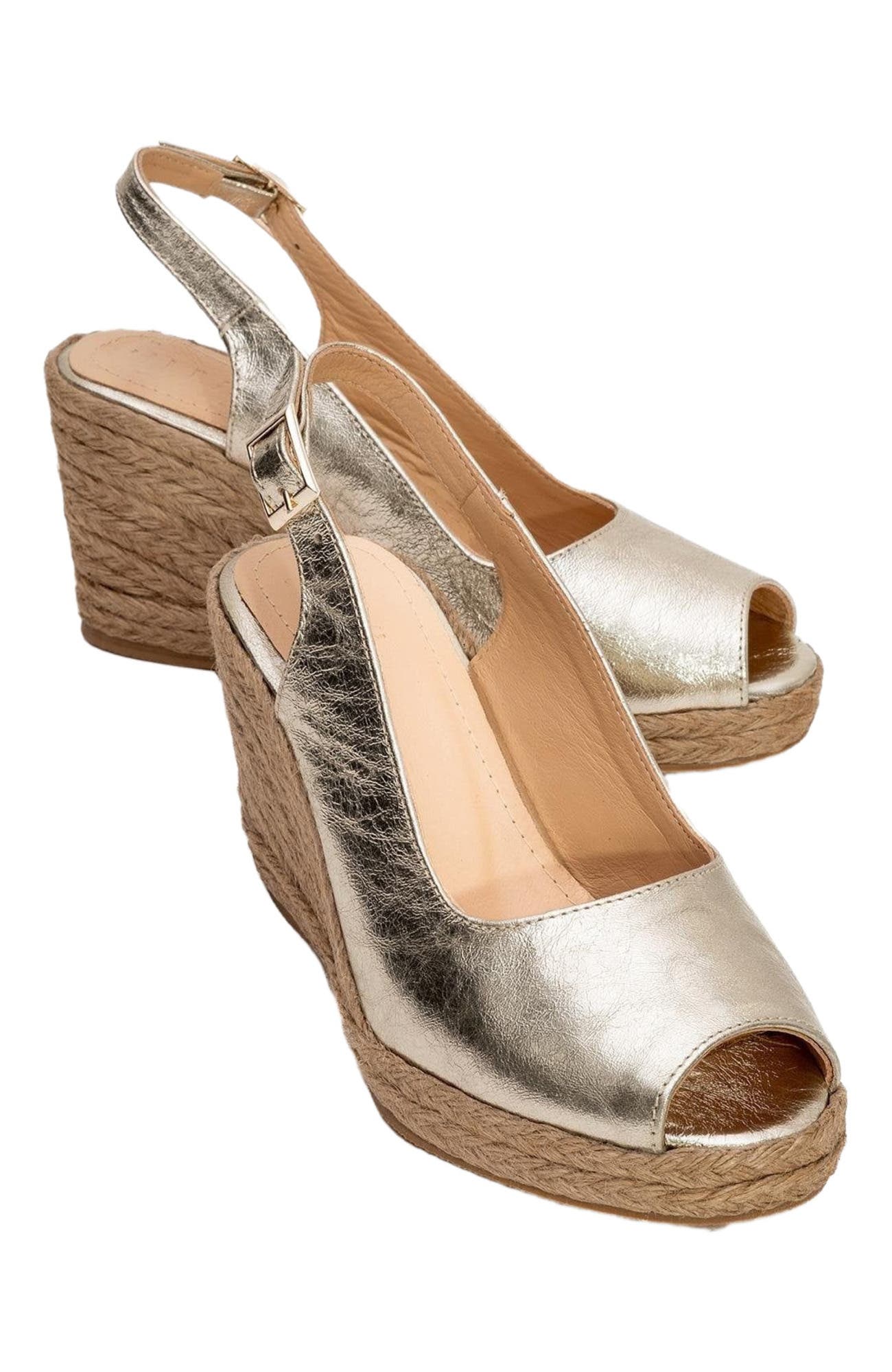 Forever & Always Shoes Ryan Suede Leather Espadrilles, Alternate, color, Gold Leather