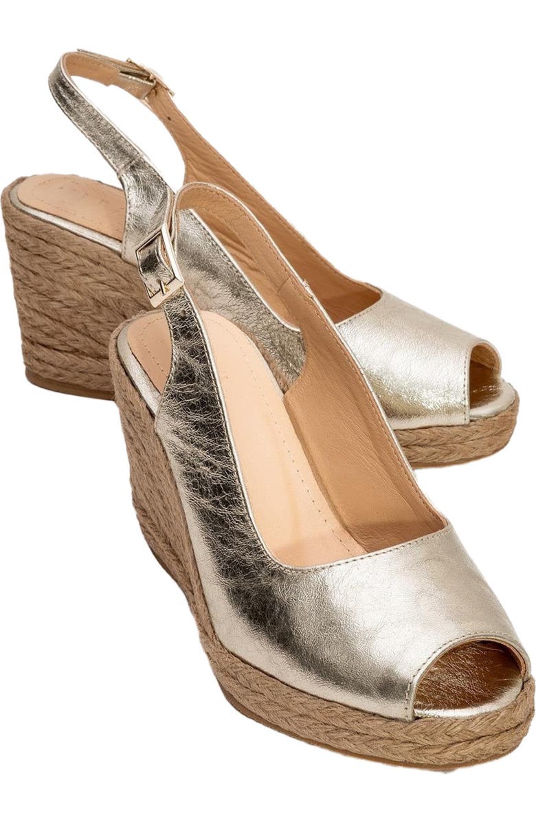 Forever & Always Shoes Ryan Suede Leather Espadrilles, Alternate, color, Gold Leather