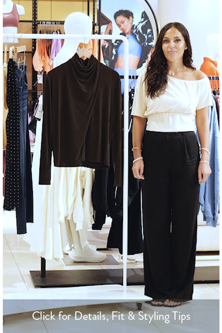 Draped Cowl Neck Long Sleeve Top video