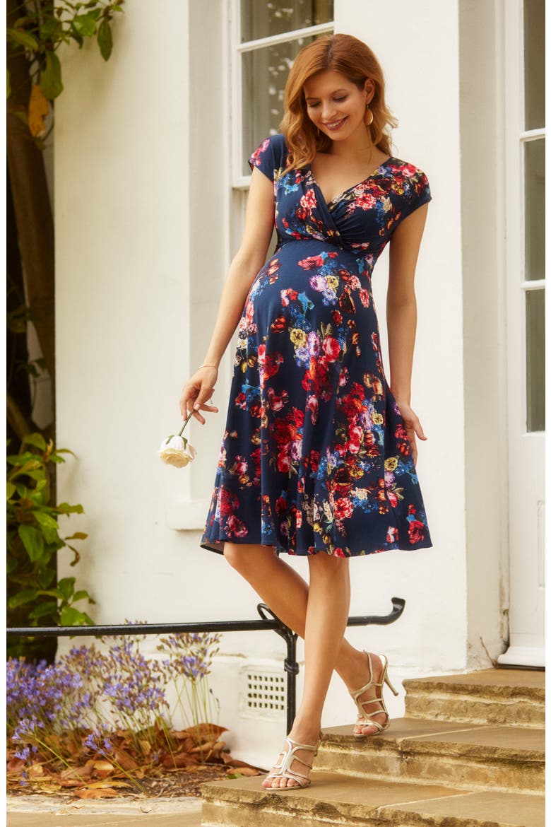 Alessandra Maternity Dress, Alternate, color, MIDNIGHT GARDEN