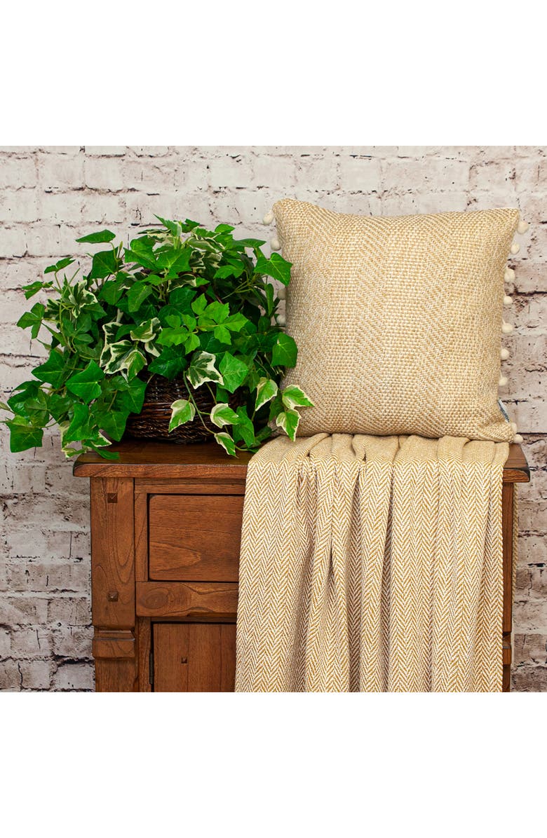 PARKLAND COLLECTION Pom Pom Trim Square Accent Pillow, Alternate, color, 