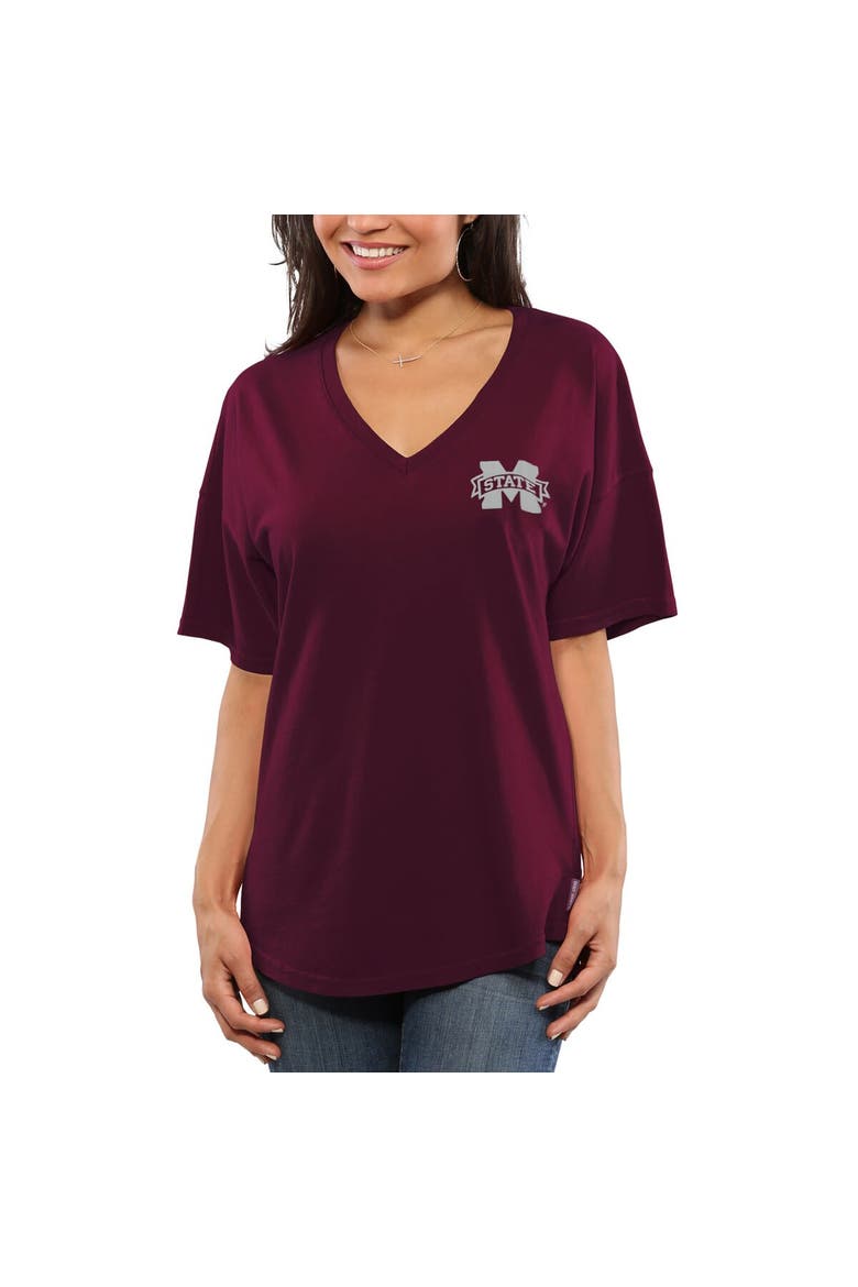 Women's Maroon Mississippi State Bulldogs Spirit Jersey Oversized T-Shirt, Alternate, color, Maroon