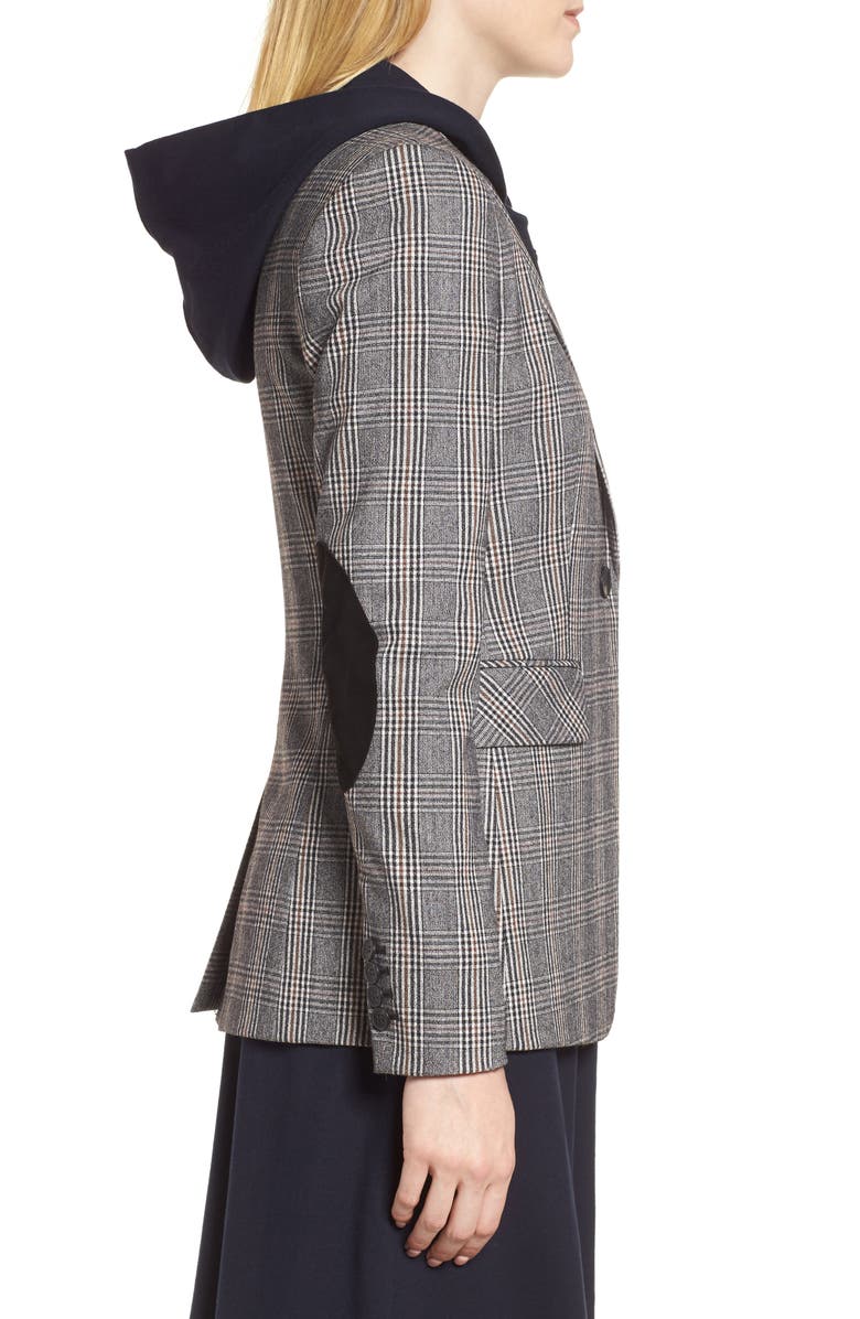 Nordstrom Signature Elbow Patch Plaid Stretch Wool Jacket, Alternate, color,
