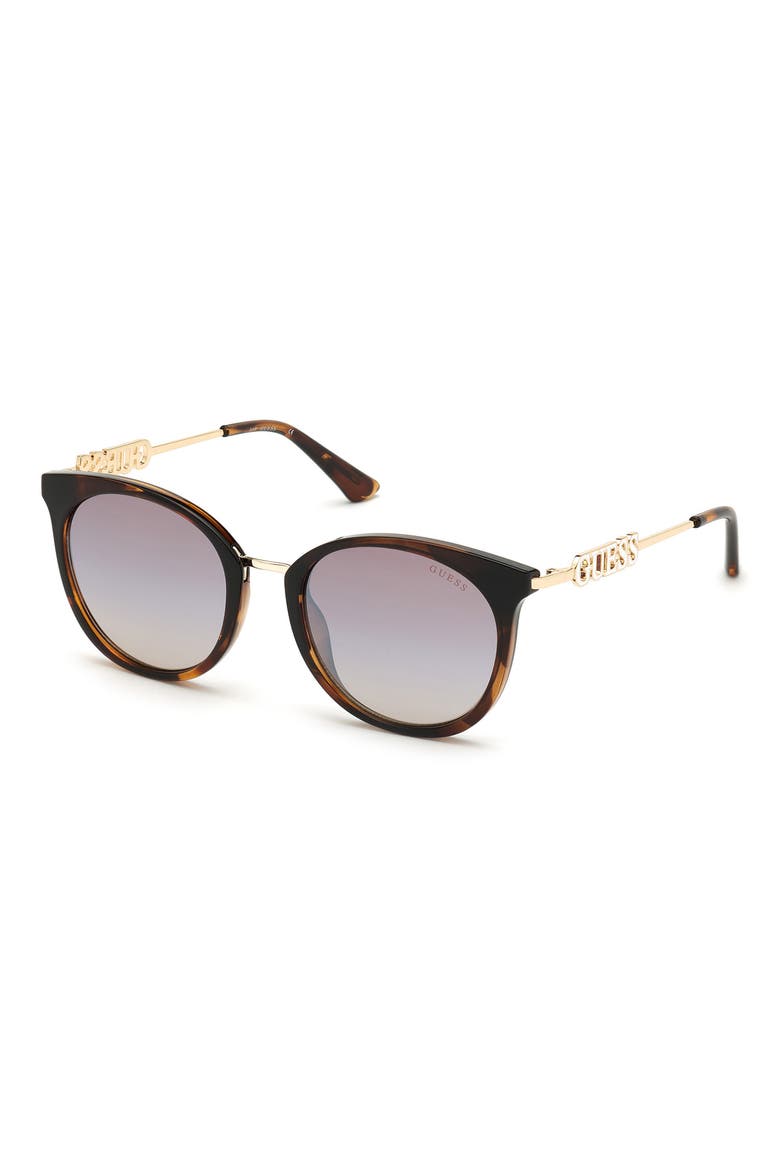 Round Sunglasses, Alternate, color, DARK HAVANA / BROWN MIRROR
