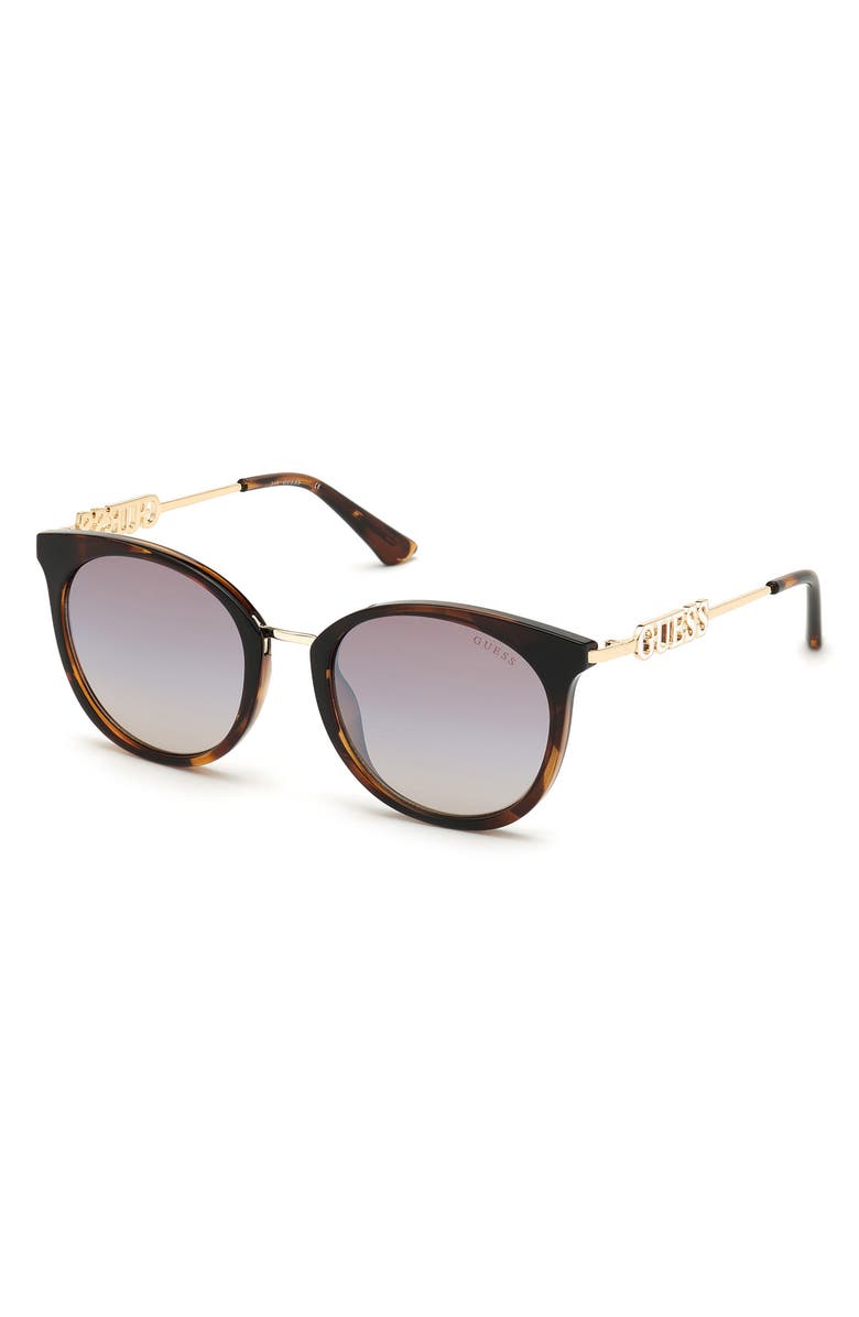 GUESS Round Sunglasses, Alternate, color, Dark Havana / Brown Mirror