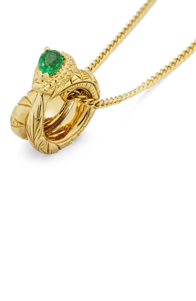 Gucci Ouroboros Emerald Pendant Necklace, Alternate, color, 