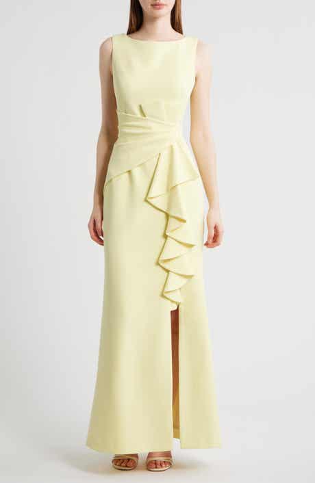 Cascade Ruffle Sleeveless Gown
