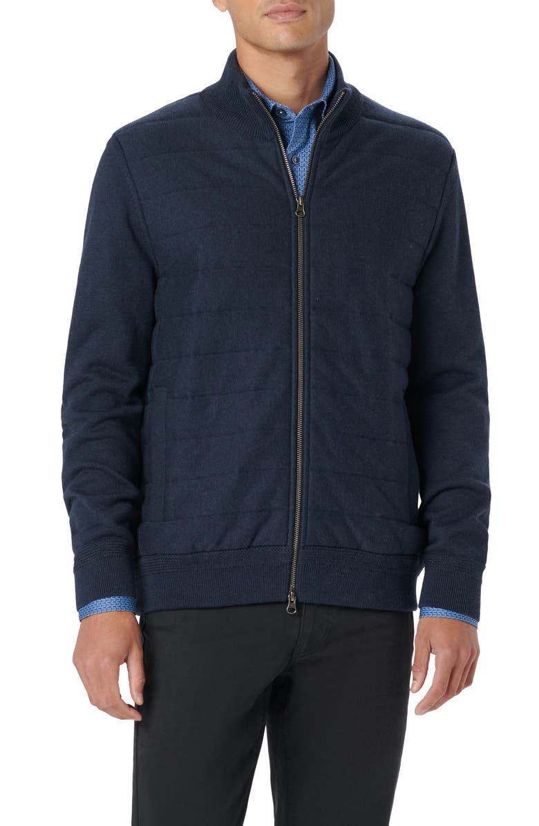 Bugatchi Front Quilt Zip Cardigan, Main, color, 