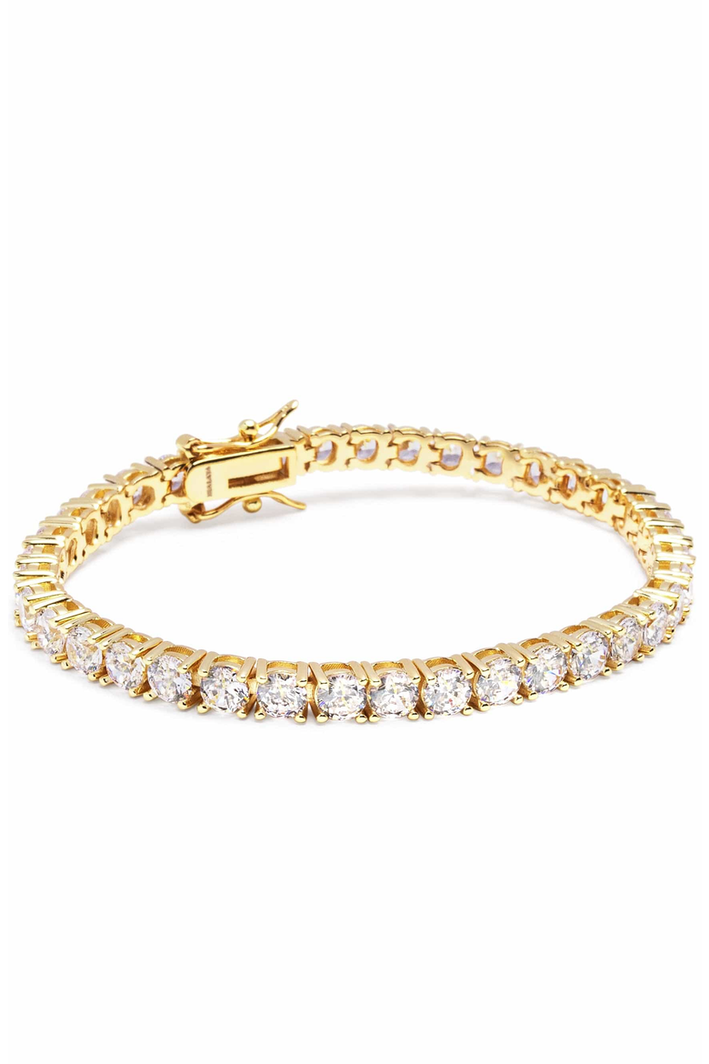 Silver Tennis Bracelet, Alternate, color, Gold