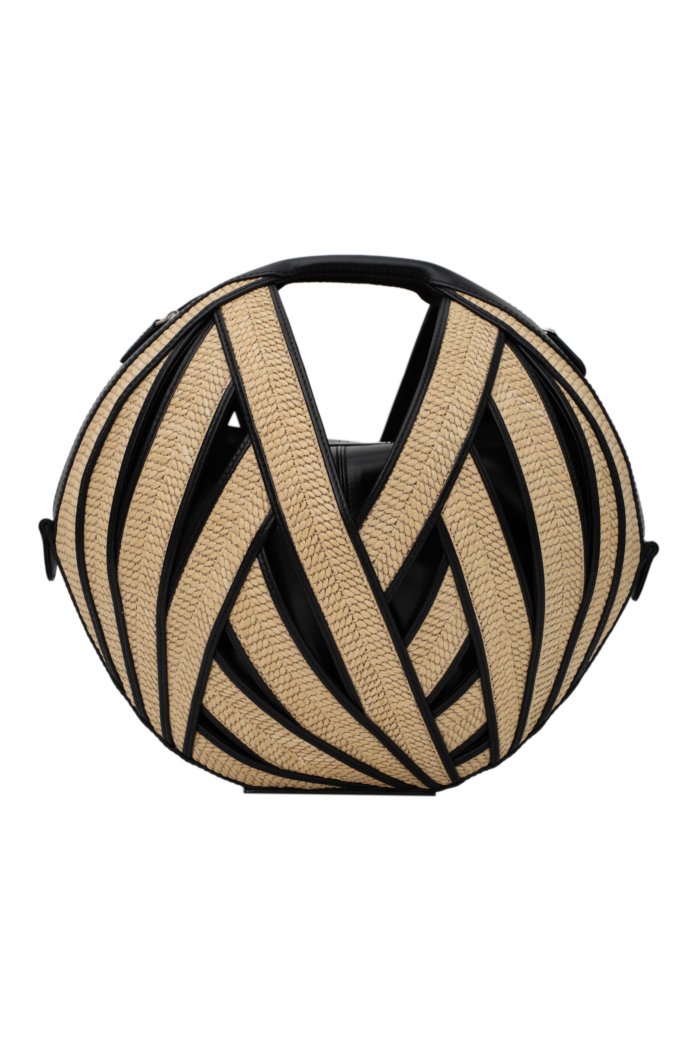 PERRIN PARIS Le Panier Handbag Raphia, Main, color, Raphia Beige / Black