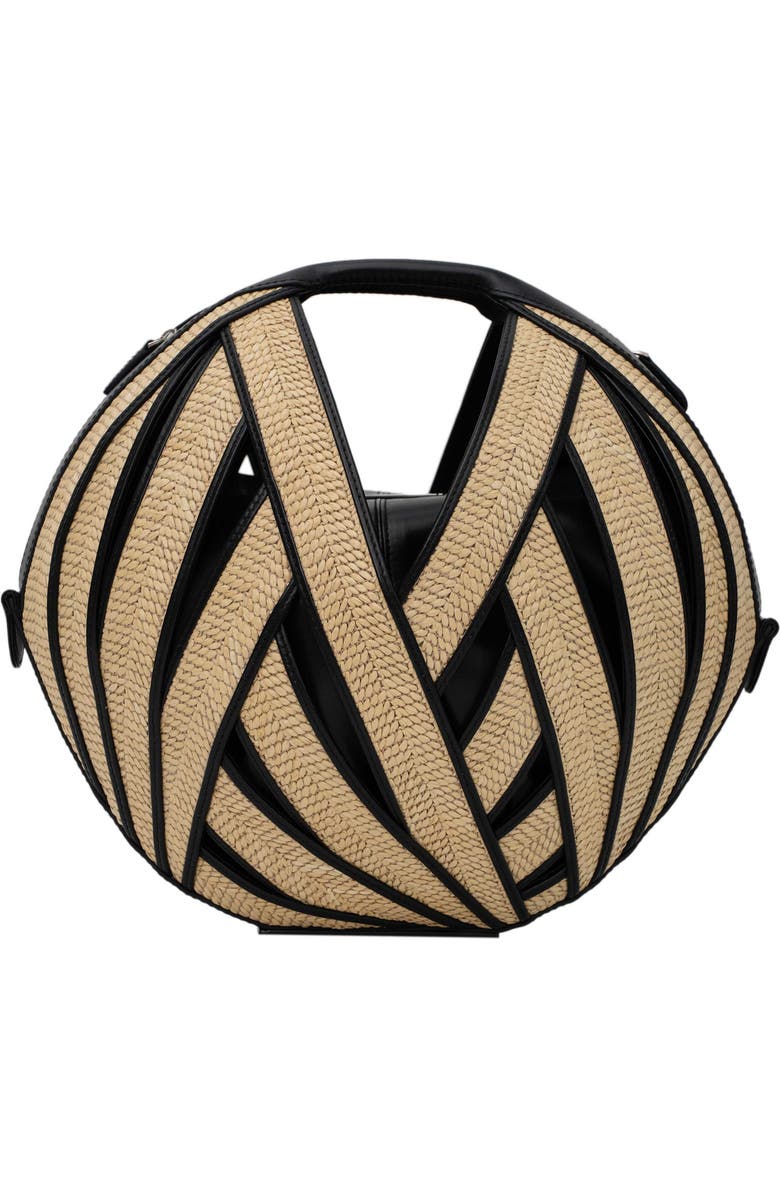PERRIN PARIS Le Panier Handbag Raphia, Main, color, Raphia Beige / Black