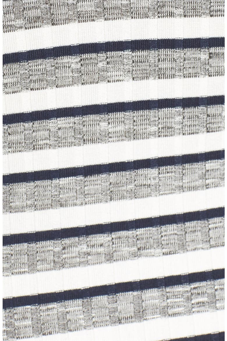 ASTR Stripe Plunge Bodysuit, Alternate, color, GREY/ NAVY STRIPE