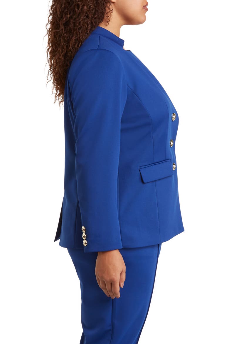 Faux Double Breasted Ponte Blazer, Alternate, color, COBALT