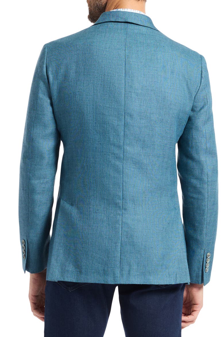 Fawler Tailored Fit Teal Blue Linen & Wool Herringbone Sport Coat, Alternate, color, LIGHT BLUE