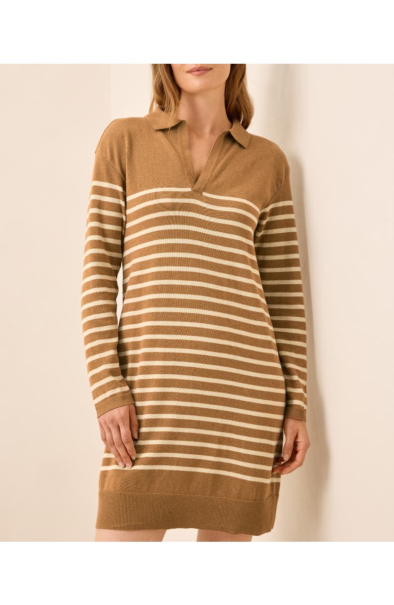 Pact Organic Cotton Classic Fine Knit Collared Sweater Dress, Alternate, color, Del Norte Stripe