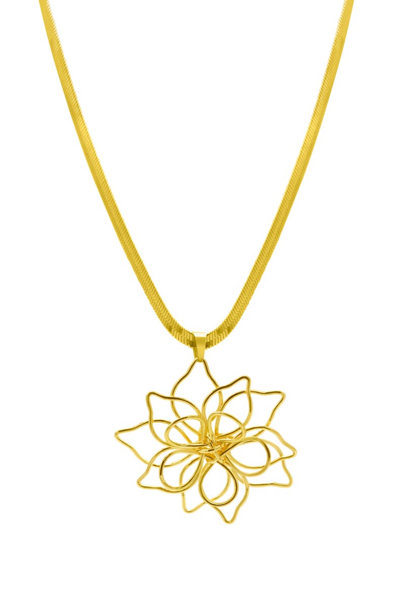 Water Resistant Flower Pendant Necklace, Main, color, GOLD