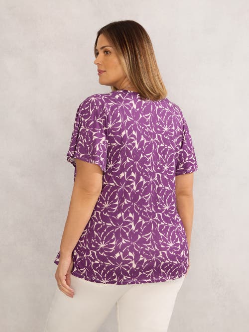 Live Unlimited Jersey Flutter Sleeve V-neck T-shirt In Purple
