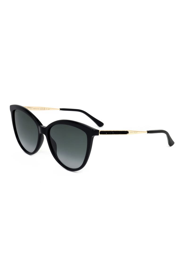 56mm Cat Eye Sunglasses, Alternate, color, BLACK