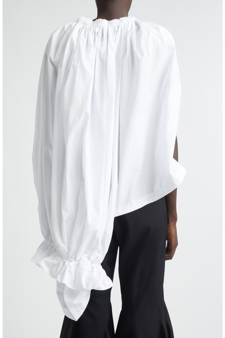 Gathered Cotton Broadcloth Cocoon Top, Alternate, color, WHITE