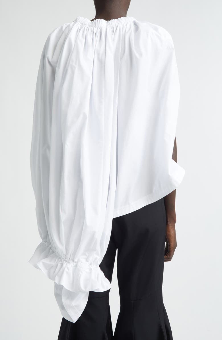 Comme des Garçons Gathered Cotton Broadcloth Cocoon Top, Alternate, color, White