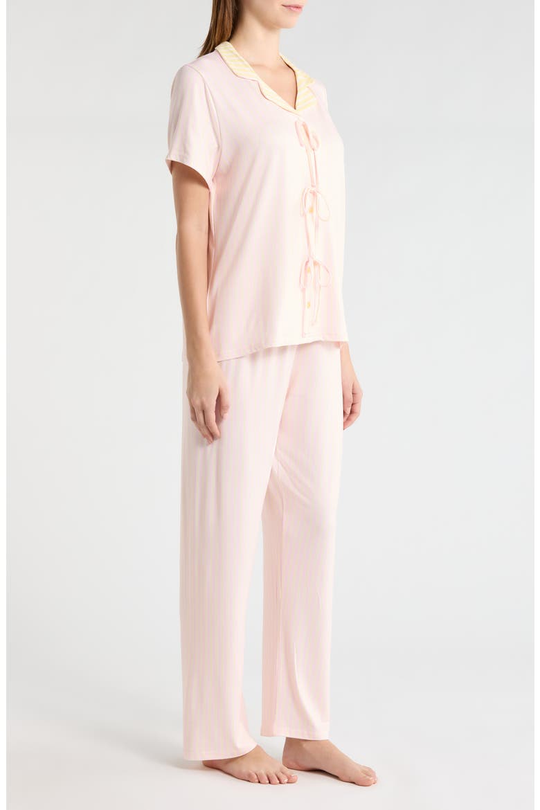 Bow Detail Pajamas, Alternate, color, LEMON PINK