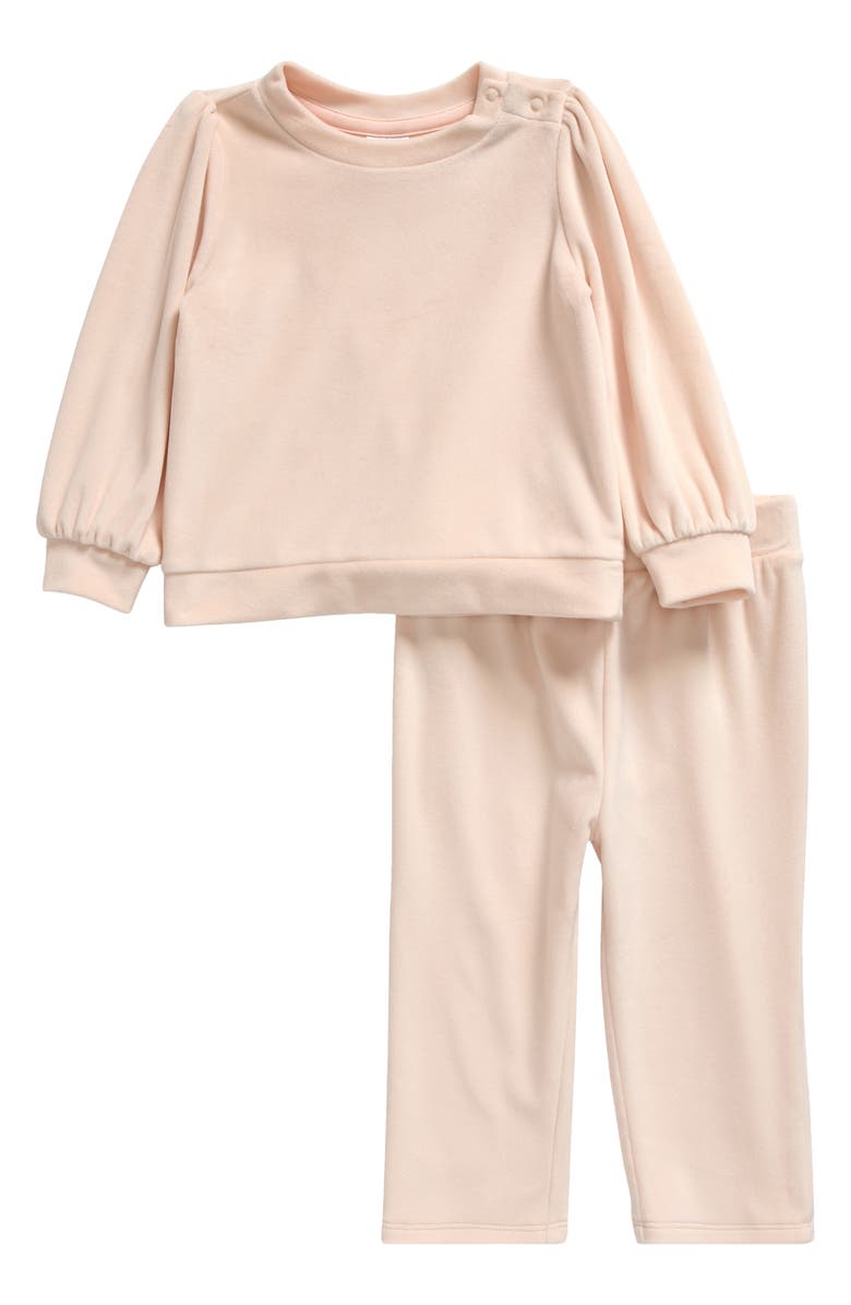 Nordstrom Velour Sweatshirt & Pants Set, Main, color, Pink Morganite