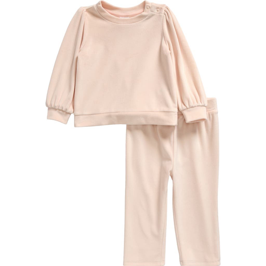 Nordstrom Velour Sweatshirt & Pants Set In Pink Morganite