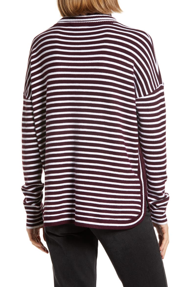 Women's Babysoft Stripe Turtleneck Top, Alternate, color, EVENING WINE/ WINTER WHITE