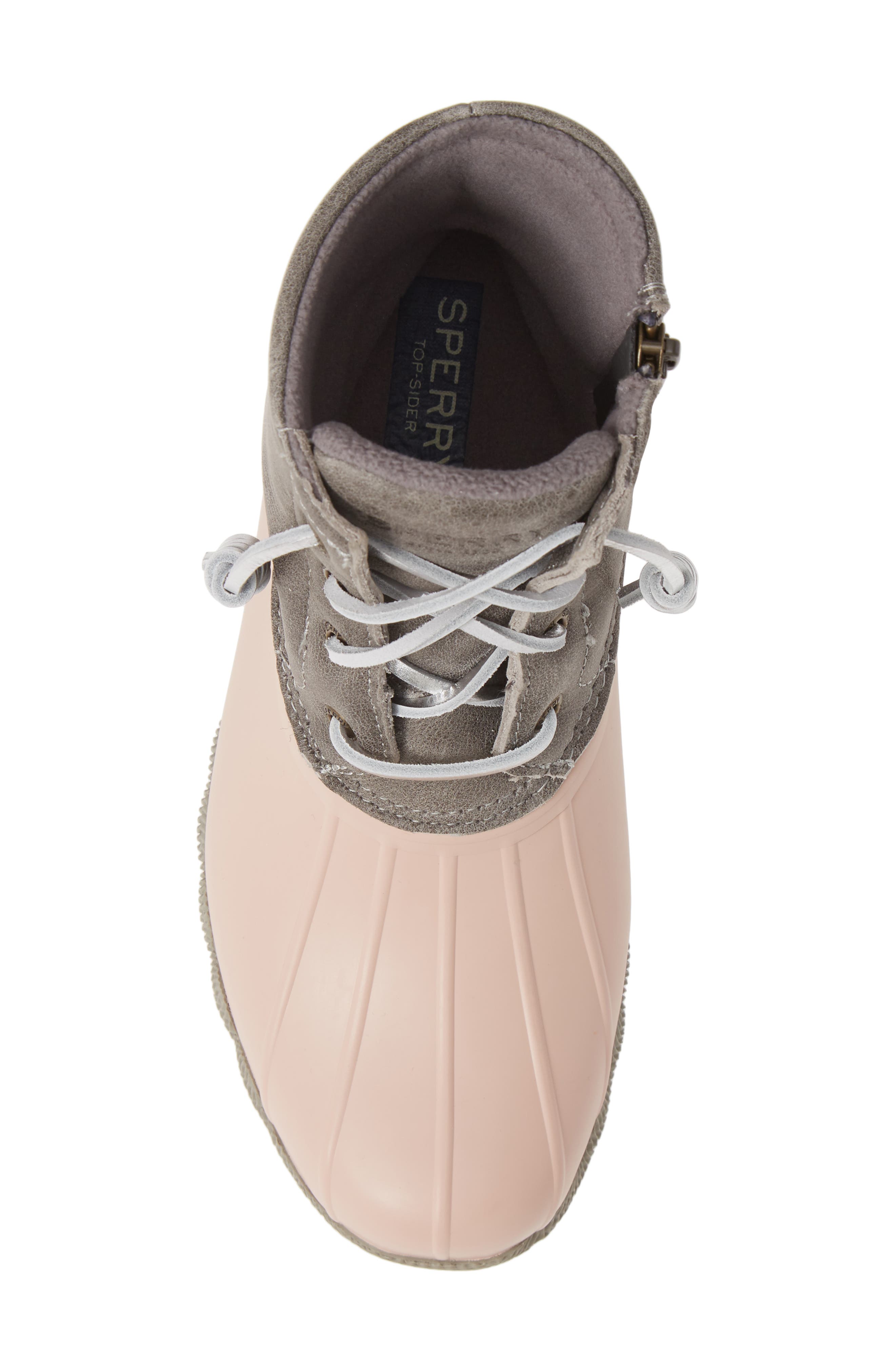 Saltwater Rain Boot, Alternate, color, GREY/ ROSE LEATHER