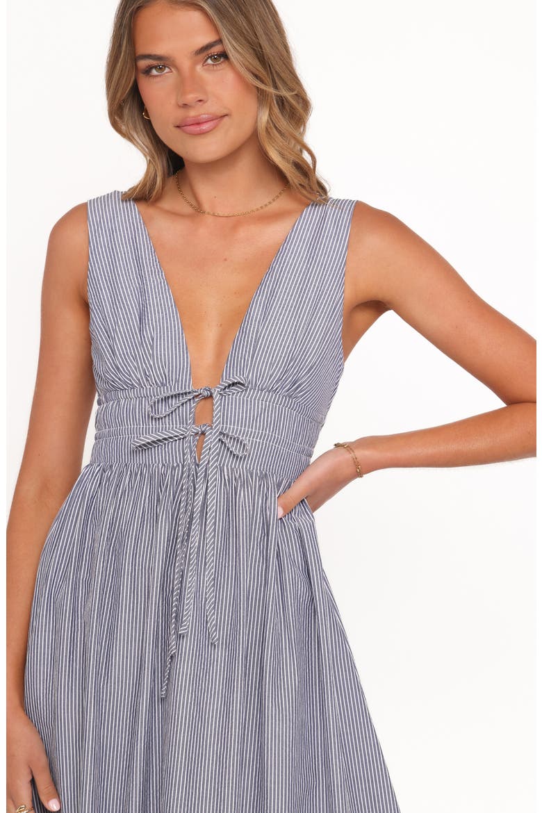 Annora Pinstripe Cotton Midi Dress, Alternate, color, NAVY PINSTRIPE