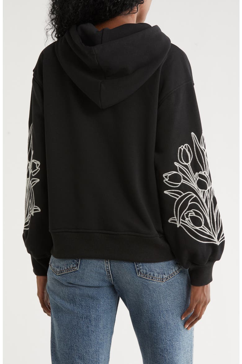 Embroidered Hooded Sweatshirt, Alternate, color, BLACK NIGHT
